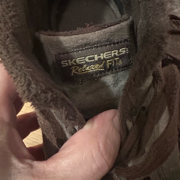 Skechers relaxed fit memory foam Brown Moccasin suede leather booties size 10 - Picture 6 of 6